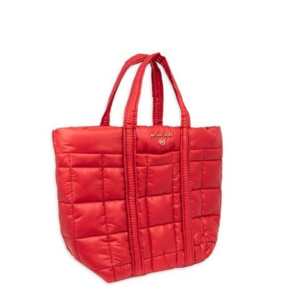MICHAEL KORS Stirling quilted recycled nylon puffy SMALL tote bag -RED - Picture 11 of 12